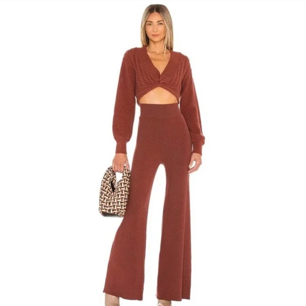 Free People Emilie Sweater Set NWT Size Large Cherry Cola - Picture 3 of 4